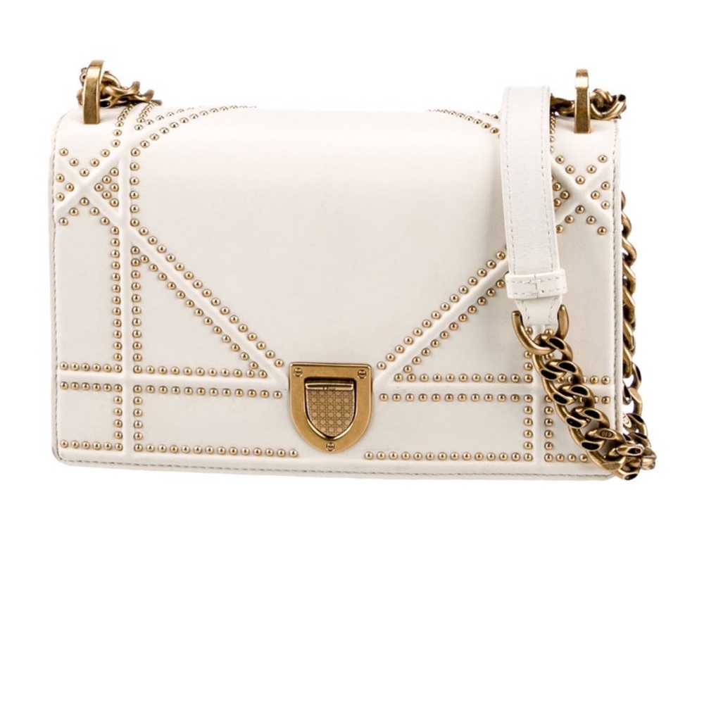 Dior White and Gold Studded Handbag